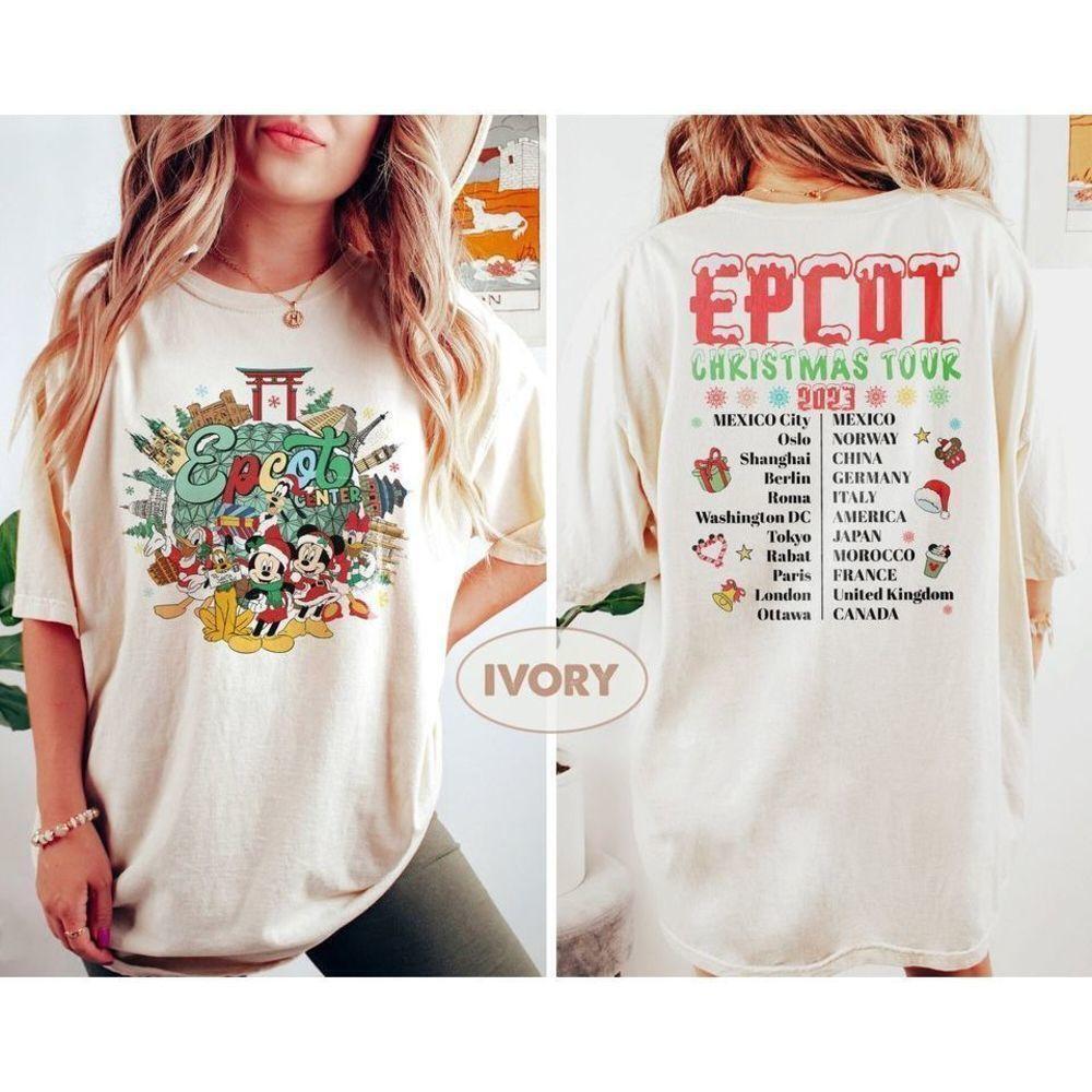 Disney Epcot  Mickey And Friends 2 Sided Retro Tee TShirt